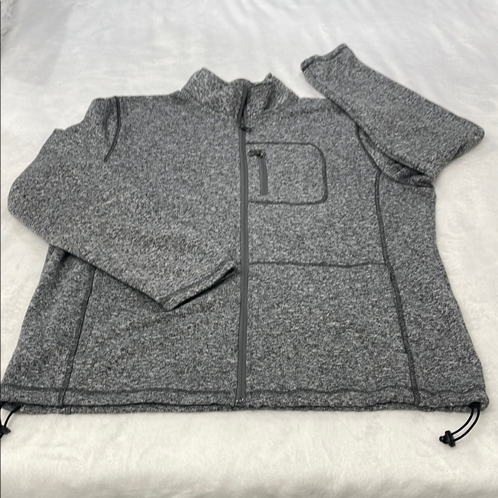Croft & Barrow Heather Gray Sweater MENS SIZE L ZIP UP STAND UP COLLAR